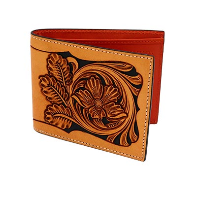 HandToold Bifold Brown Wallet - Trendy Leather