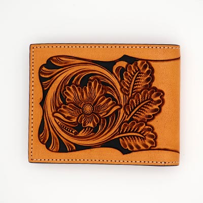 HandToold Bifold Brown Wallet - Trendy Leather