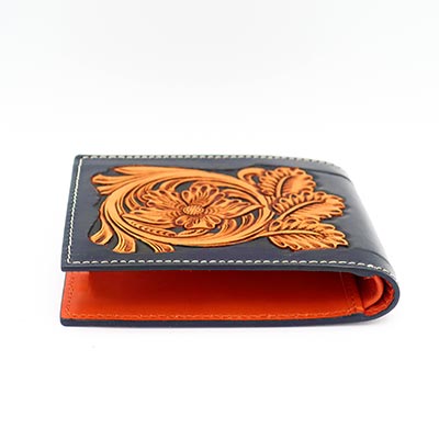 HandToold Bifold Black Wallet - Trendy Leather