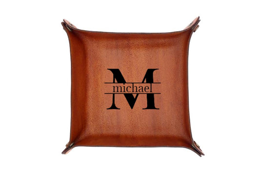 monogram Leather Tray