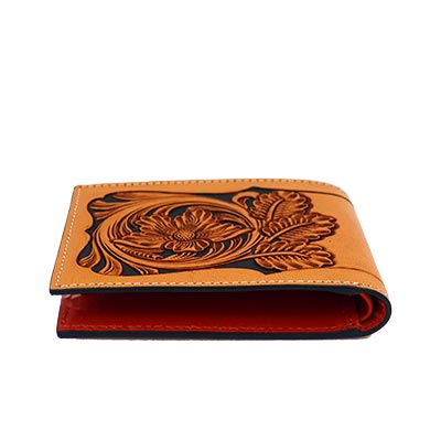 HandToold Bifold Brown Wallet - Trendy Leather
